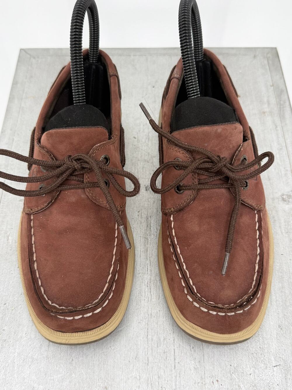 Sperry Top-Sider Brown Nubuck Boat Shoes Intrepid Boys US 3.5 Moc Toe Lace Up